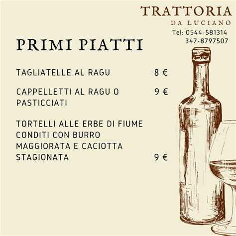 Menu da Trattoria da Luciano, Russi (RA) – Cucina tipica .